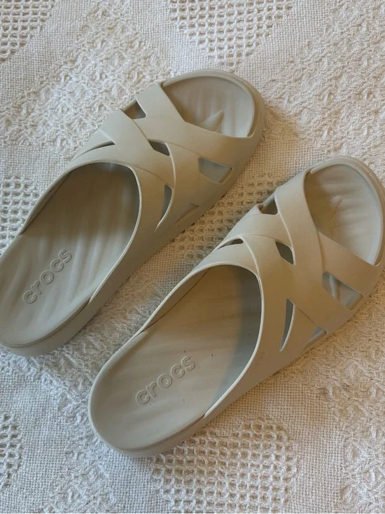 CROCS Women's Sandal Slides in Beige - Picture 1 of 7